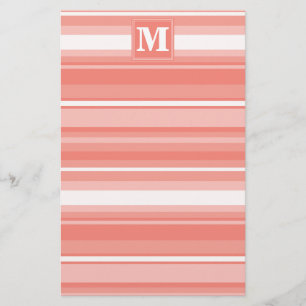 Monogramm Korallenstreifen Briefpapier