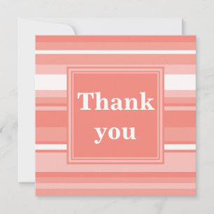 Monogramm Korallenstreifen Dankeskarte