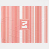 Monogramm Korallenstreifen Fleecedecke (Vorderseite (Horizontal))