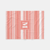 Monogramm Korallenstreifen Fleecedecke (Vorderseite (Horizontal))