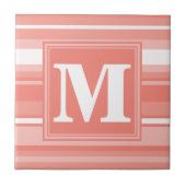 Monogramm Korallenstreifen Fliese (Vorderseite)