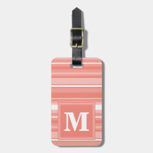 Monogramm Korallenstreifen Gepäckanhänger