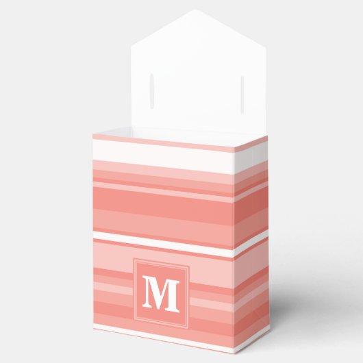 Monogramm Korallenstreifen Geschenkschachtel (Geöffnet)