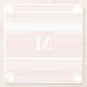 Monogramm Korallenstreifen Glasuntersetzer (Rückseite)