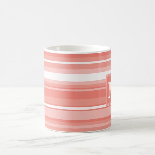 Monogramm Korallenstreifen Kaffeetasse (Mittel)