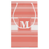 Monogramm Korallenstreifen Kleine Geschenktüte (Rückseite)