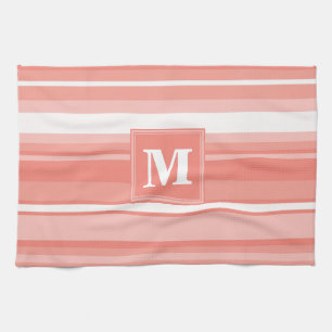 Monogramm Korallenstreifen Küchentuch