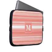 Monogramm Korallenstreifen Laptopschutzhülle (Vorne Rechts)