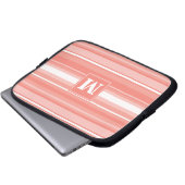 Monogramm Korallenstreifen Laptopschutzhülle (Vorne Knopf)