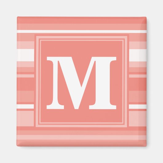 Monogramm Korallenstreifen Magnet (Vorne)