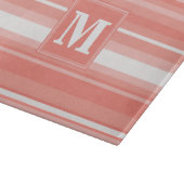 Monogramm Korallenstreifen Schneidebrett (Ecke)