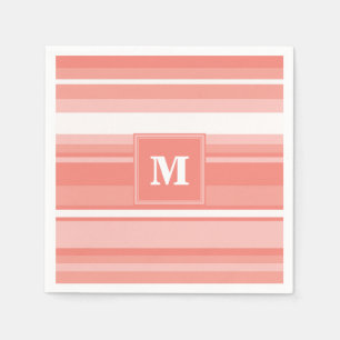 Monogramm Korallenstreifen Serviette