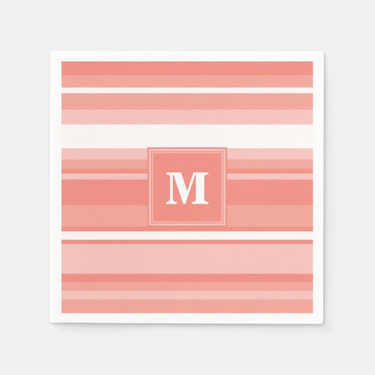 Monogramm Korallenstreifen Serviette (Vorderseite)