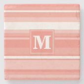 Monogramm Korallenstreifen Steinuntersetzer (Vorderseite)