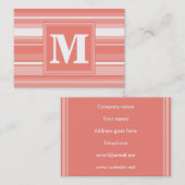 Monogramm Korallenstreifen Visitenkarte (Vorne/Hinten)