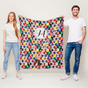 Monogramm-Körper und Streifen-Billard-Ball-Muster Fleecedecke