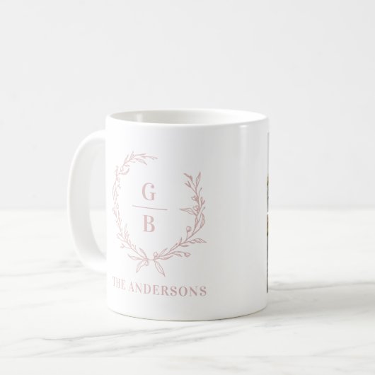 Monogramm Krängungskollage Foto modern rosa Kaffeetasse (Vorderseite Links)