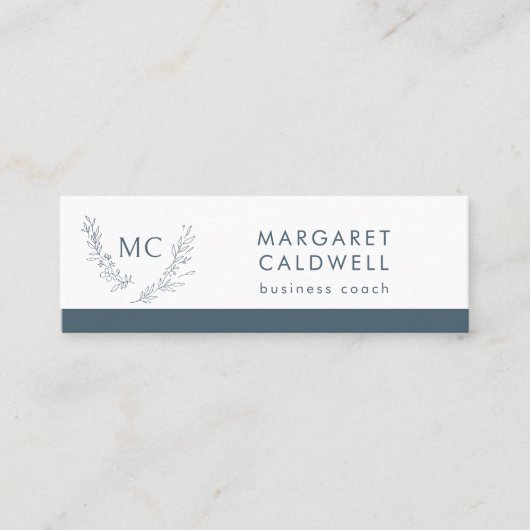 Monogramm-Krängungsneutralschiefer grau Mini Visitenkarte (Vorderseite)