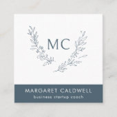 Monogramm-Krängungsneutralschiefer grau Quadratische Visitenkarte (Vorderseite)