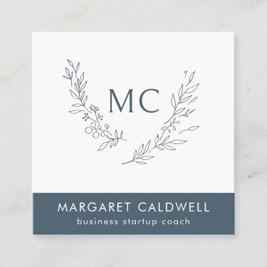 Monogramm-Krängungsneutralschiefer grau Quadratische Visitenkarte (Vorderseite)