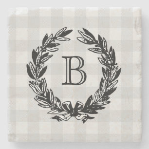 Monogramm-Kranken Illustration Vintage Steinunters Steinuntersetzer
