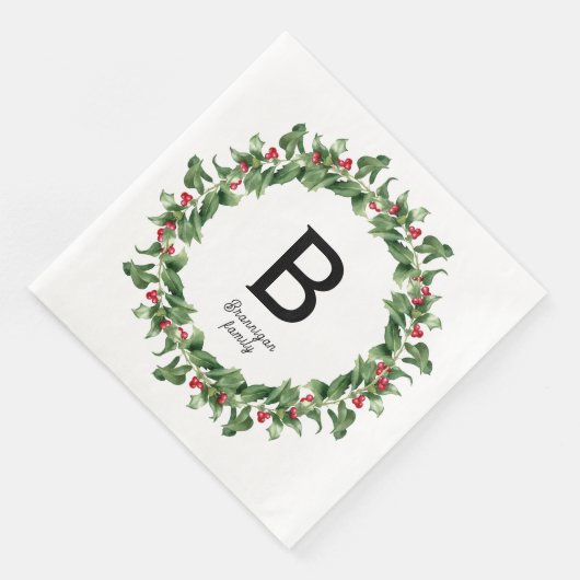 Monogramm - Kranz der klassischen Weihnachtszeit Serviette (Ecke)