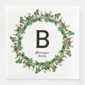 Monogramm - Kranz der klassischen Weihnachtszeit Serviette (Vorderseite)