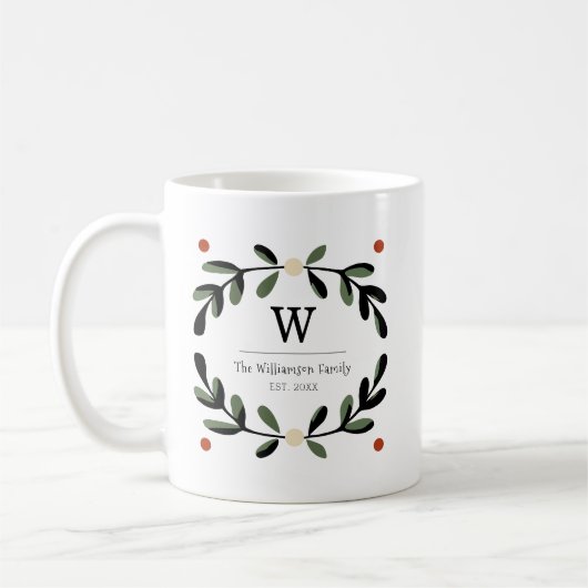 Monogramm-Kranz für das Ferienhaus Kaffeetasse (Links)