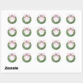 Monogramm Kranz mit Pink Gingham Bow Runder Aufkleber (Blatt)