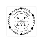 Monogramm-Kranz-Rücksendeadresse Gummistempel (Prägung)