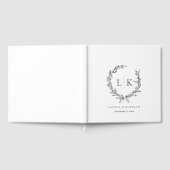 Monogramm Kranz Schwarz Weiß Hochzeit Gästebuch (Voll)
