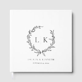 Monogramm Kranz Schwarz Weiß Hochzeit Gästebuch
