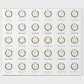 Monogramm-Kranz Weihnachten mit rosa Schleife Geschenkpapier (Flach)