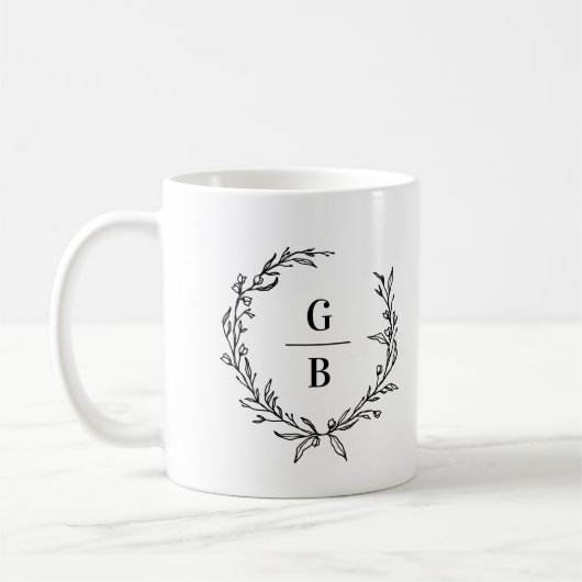 Monogramm Kranzkollage-Foto Kaffeetasse (Links)