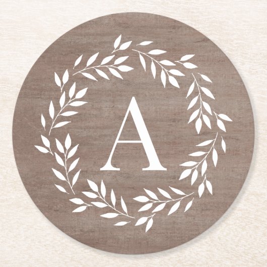 Monogramm Kraut Personalisierten Untersetzer (Vorderseite)