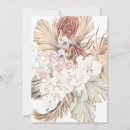 Monogramm Krautpampas Grass Floral White Einladung (Rückseite)