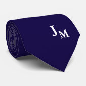 Monogramm Krawatte in Uni Navy Blau | Einfach (Gerollt)