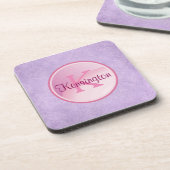 Monogramm-Kreis auf einem Hübschen Lavendeluntergr Untersetzer (Linke Seite)