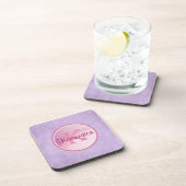 Monogramm-Kreis auf einem Hübschen Lavendeluntergr Untersetzer (Rechte Seite)