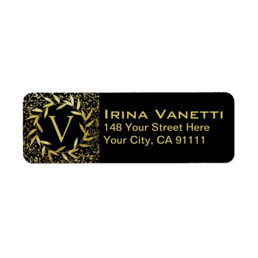 Monogramm Kreis der Blätter Wreath Gold Glitzer (Vorne)