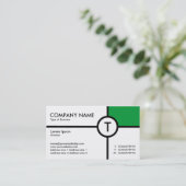 Monogramm-Kreis-Kreuz (Gras-Grün) - Weiß Visitenkarte (Stehend Vorderseite)