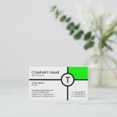 Monogramm-Kreis-Kreuz (Grün) - Weiß Visitenkarte (Stehend Vorderseite)