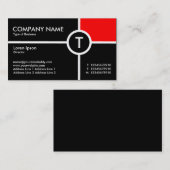 Monogramm-Kreis-Kreuz-(rot) - Schwarzes Visitenkarte (Vorne/Hinten)