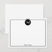 Monogramm Kreis Trendige Schrift Mädchenhaft Mitteilungskarte (Vorne/Hinten)