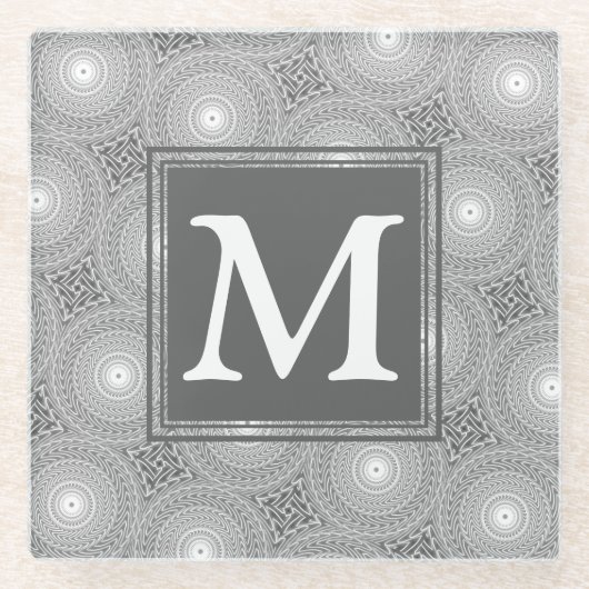 Monogramm-Kreismuster Glasuntersetzer (Vorderseite)