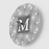 Monogramm-Kreismuster Große Wanduhr (Winkel)