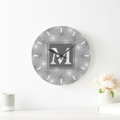 Monogramm-Kreismuster Große Wanduhr (Zuhause)
