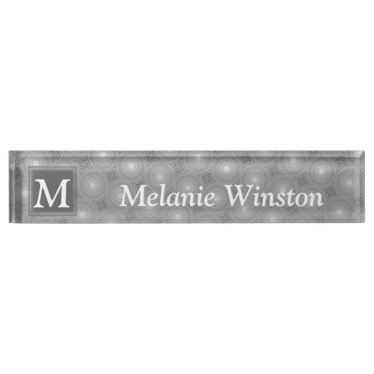 Monogramm-Kreismuster Namensplakette (Vorderseite)