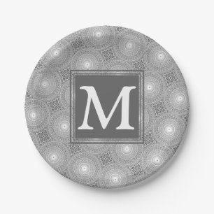 Monogramm-Kreismuster Pappteller