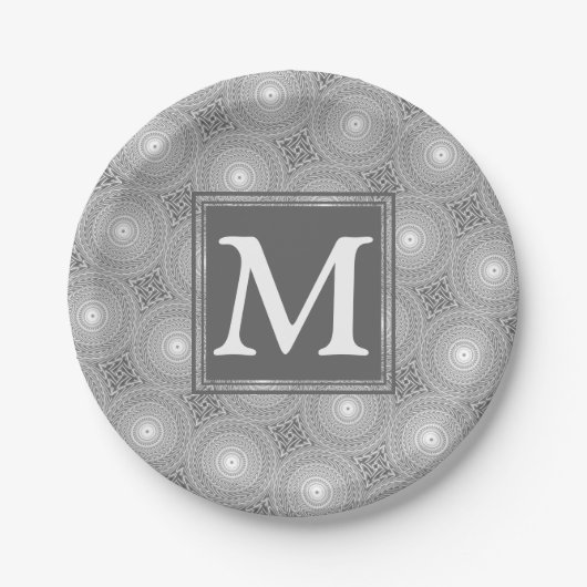 Monogramm-Kreismuster Pappteller (Vorderseite)